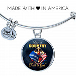 Christian Love of Country Faith in God Patriotic Heart Cross American Flag Circle Pendant Necklace