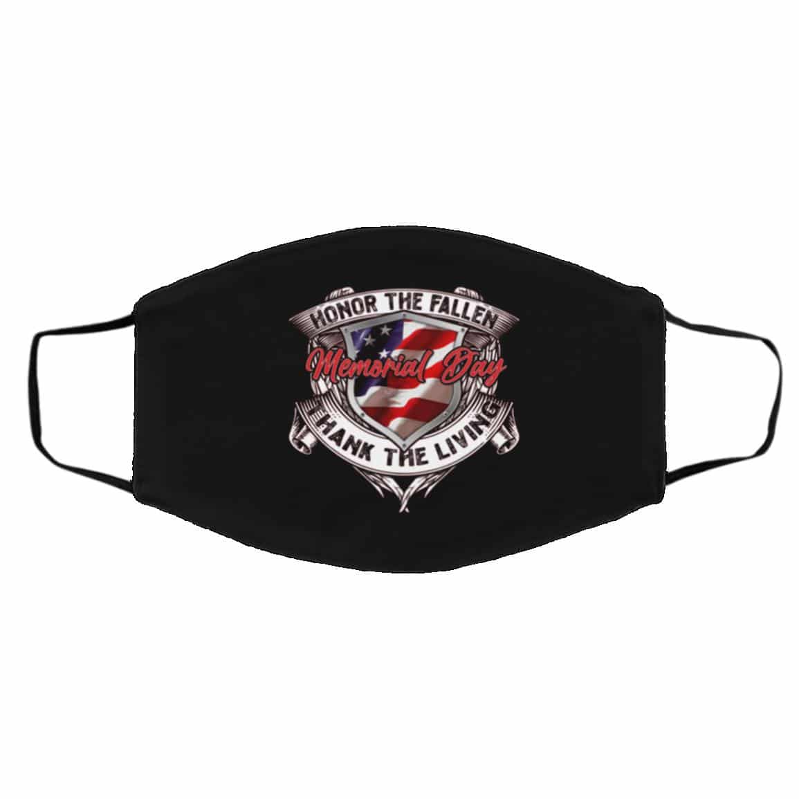 Honor The Fallen Mask, Black, Cloth Face Cover – Medium/Large