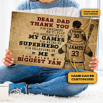 Personalized Dear Dad Thank You for Being My Biggest Fan Baseball Framed Canvas - Unframed Poster