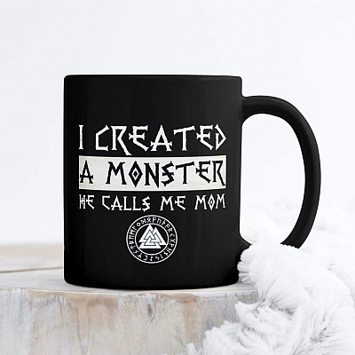 I Created A Monster He Calls Me Mom Ceramic Coffee Mug - Funny Viking Mom Beer Stein - Travel Mug