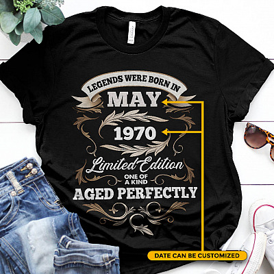 Alternative view of Personalized Legends Were Born Limited Edition One Of A Kind Aged Perfectly T-Shirt