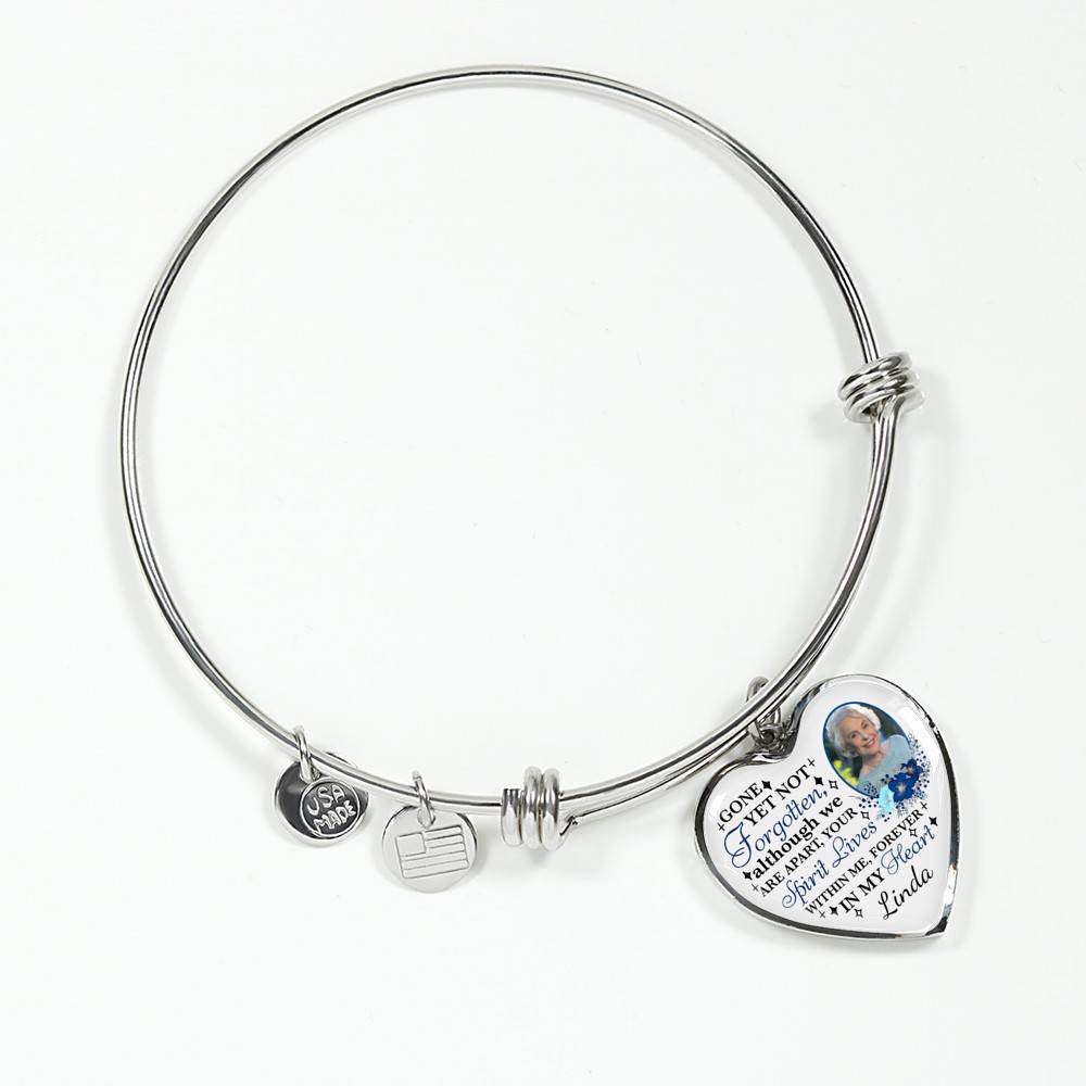 Personalized Photo Gone yet Not Forgotten Although We Are Apart Heart Pendant Necklace