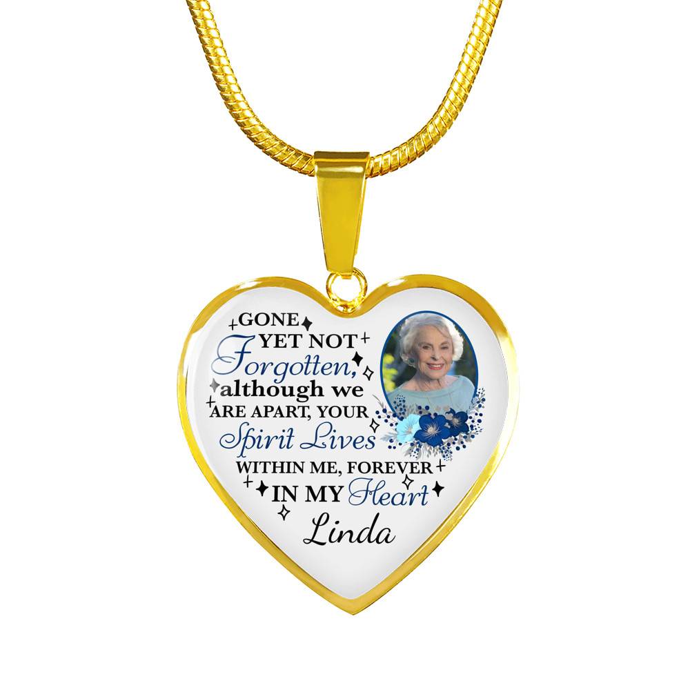 Personalized Photo Gone yet Not Forgotten Although We Are Apart Heart Pendant Necklace