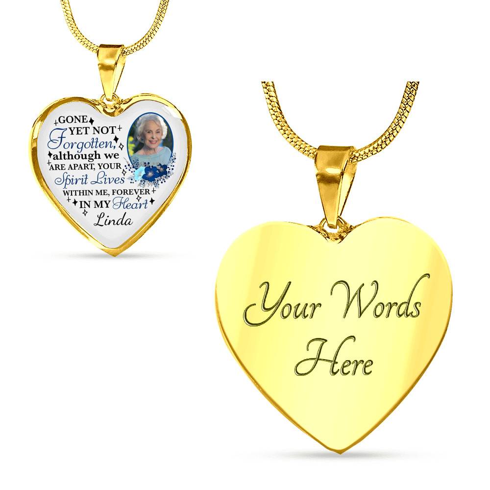 Personalized Photo Gone yet Not Forgotten Although We Are Apart Heart Pendant Necklace