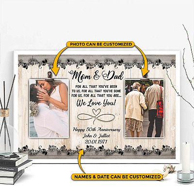 Alternative view of Personalized Photo Anniversary Mom And Dad Framed Canvas Prints - Unframed Poster - Home Decor Wall Art