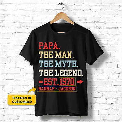 Alternative view of Personalized Papa The Man The Myth The Legend T-shirt - Custom Shirt For Dad With Kids Names