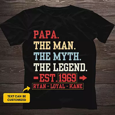 Personalized Papa The Man The Myth The Legend T-shirt - Custom Shirt For Dad With Kids Names