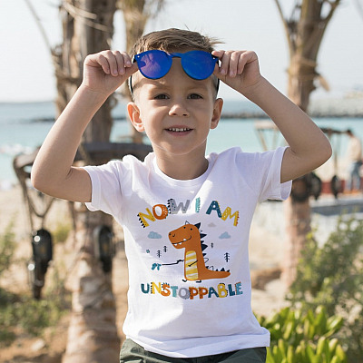 Alternative view of Now I Am Unstoppable Dinosaur Youth Tee