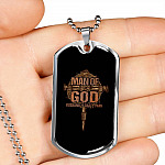 Men Cross Man of God Husband Dad Papa Christian Dog Tag Pendant Necklace