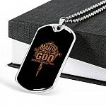 Men Cross Man of God Husband Dad Papa Christian Dog Tag Pendant Necklace
