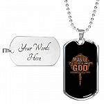 Men Cross Man of God Husband Dad Papa Christian Dog Tag Pendant Necklace