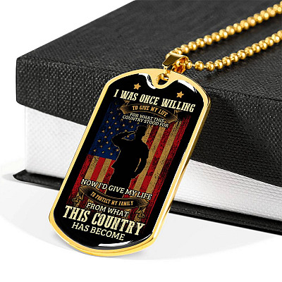 Father's Day Gifts for Veterans I Was Once Willing to Give My Life Dog Tag Pendant Necklace