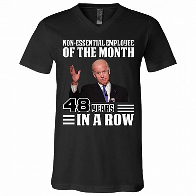 Joe Biden 48 Years Tshirt, Black, V-Neck T-Shirt