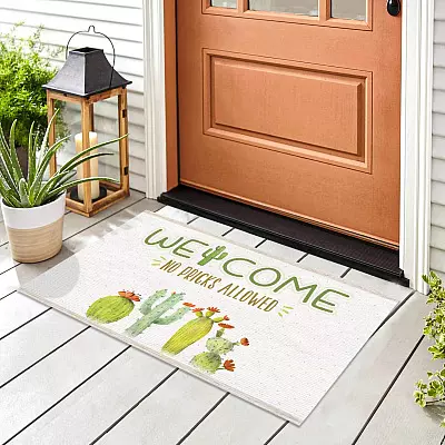 Alternative view of Cactus Lover Welcome No Pricks Allowed Funny Indoor Outdoor Decorative Doormat
