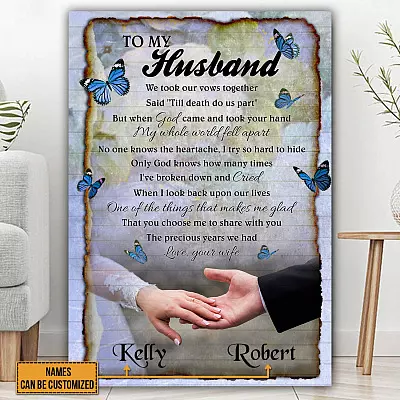 Personalized to My Husband We Took Our Vows Together Till Death Vintage Wrapped Framed Canvas Print - Unframed Poster
