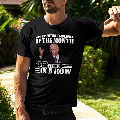 Alternative view of Joe Biden 48 Years in a Row Non-Essential Employee of the Month  T-Shirt - V-Neck Tee