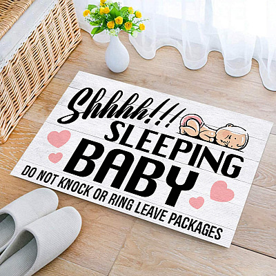 Shhhh Sleeping Baby Do Not Knock Or Ring Leave Packages Funny Indoor Outdoor Decorative Doormat