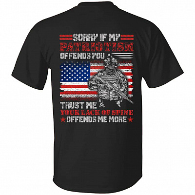 Sorry If My Patriotism Offends, Black, Unisex T-Shirt
