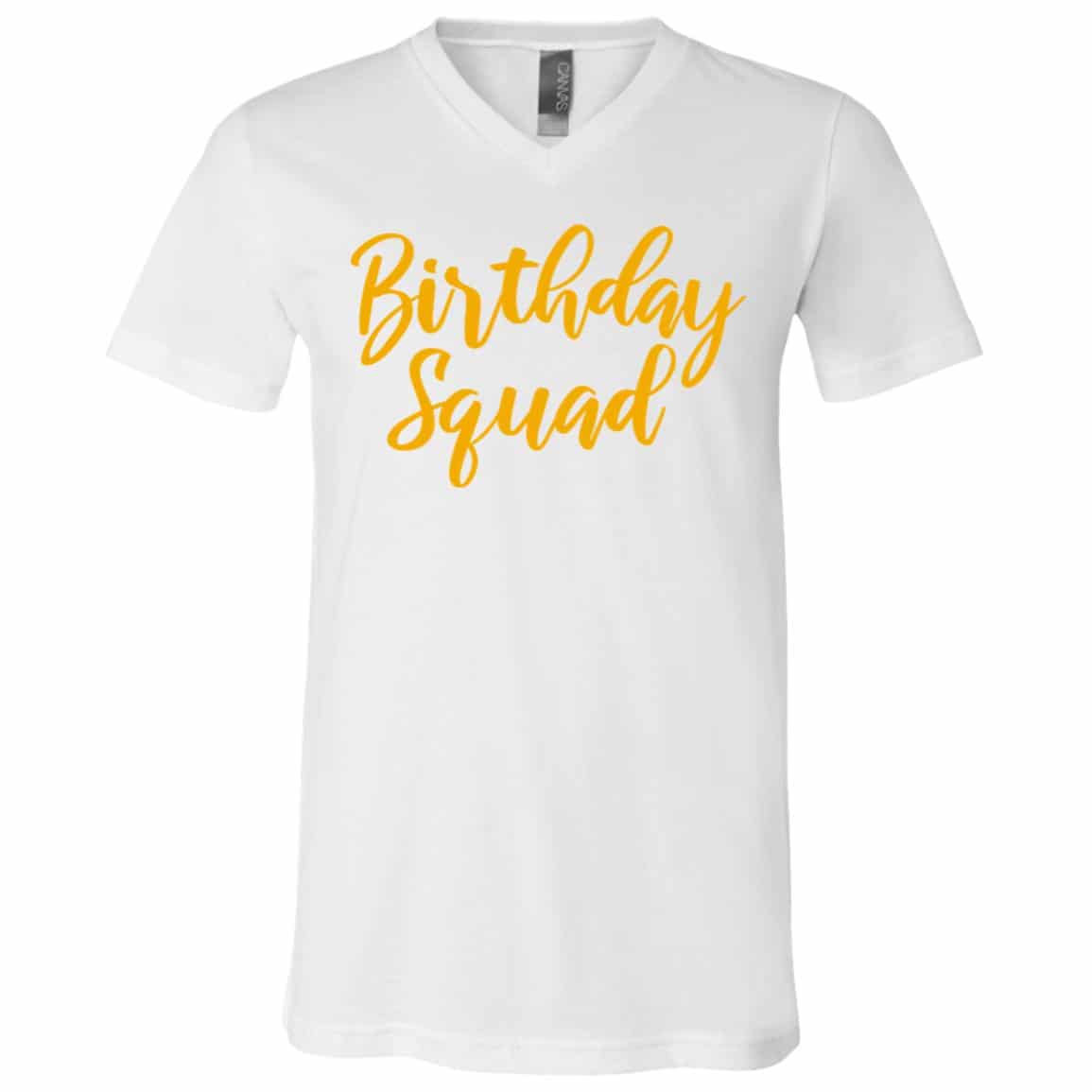 Birthday Squad Shirt, White, V-Neck T-Shirt