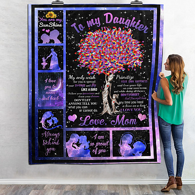 From Mom To My Daughter My Only Wish For You Mother Tree Love Fleece Blanket - Mink Sherpa Blanker