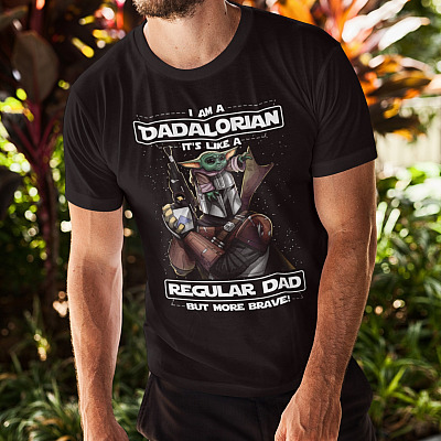 Alternative view of Baby Yoda I Am A Dadalorian It's Like A Regular Dad But More Brave T-shirt - Father's Day Shirt For Dad