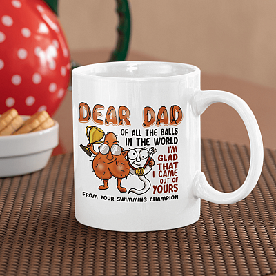 Happy Fathers Day from Your Swimming Champion Coffee Mug - Beer Stein - Water Bottle - Color Changing Mug