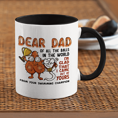 Alternative view of Happy Fathers Day from Your Swimming Champion Ceramic Accent Mug - Colored Coffee Mug