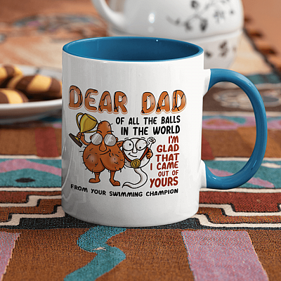 Happy Fathers Day from Your Swimming Champion Ceramic Accent Mug - Colored Coffee Mug