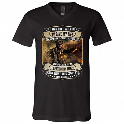 Memorial Day I Was, Black, V-Neck T-Shirt