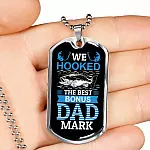 Personalized We Hooked The Best Bonus Dad Dog Tag Pendant Necklace - Bonus Dad Dog Tags