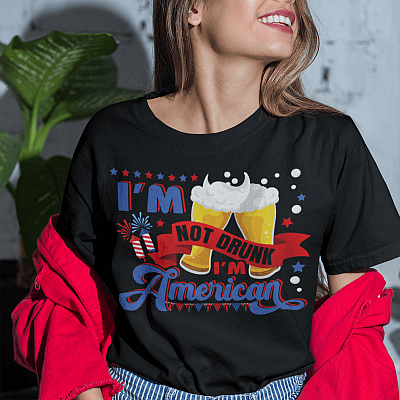 Alternative view of I'm Not Drunk I'm American 4th Of July T-Shirt - V-Neck Shirt