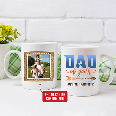 Alternative view of Personalized Photo Father's Day Dad of Girls Outnumbered Coffee Mug - Beer Stein - Color Changing Mug