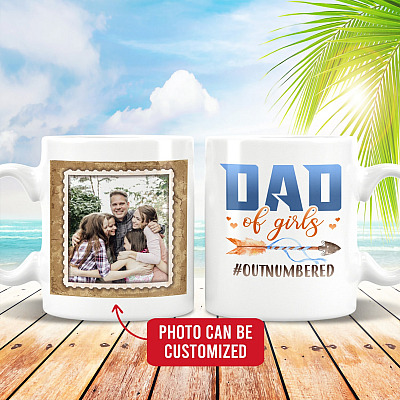 Personalized Photo Father's Day Dad of Girls Outnumbered Coffee Mug - Beer Stein - Color Changing Mug