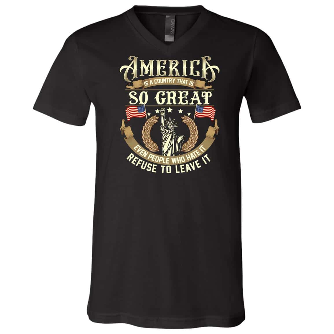 America great T, Black, V-Neck T-Shirt