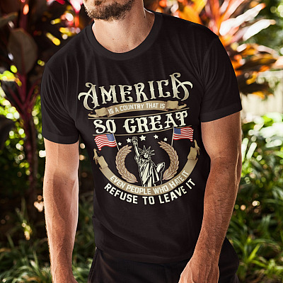 Alternative view of American Flag Shirt America Is a Country That Is So Great T-Shirt - V-Neck Tee - American Flag T-Shirt