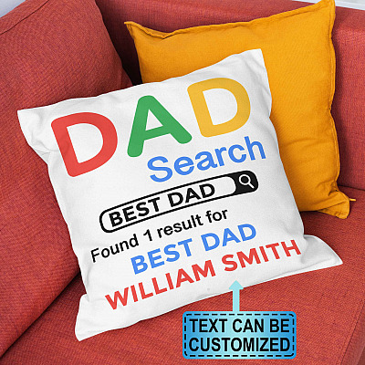 Personalized Best Dad Search Throw Pillow - Decorative Pillow - Indoor Outdoor Cushion