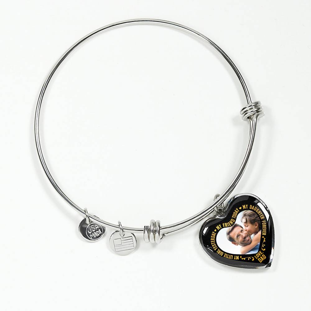 Personalized Photo My Little Girl Yesterday My Friend Today My Daughter Forever Heart Pendant Necklace