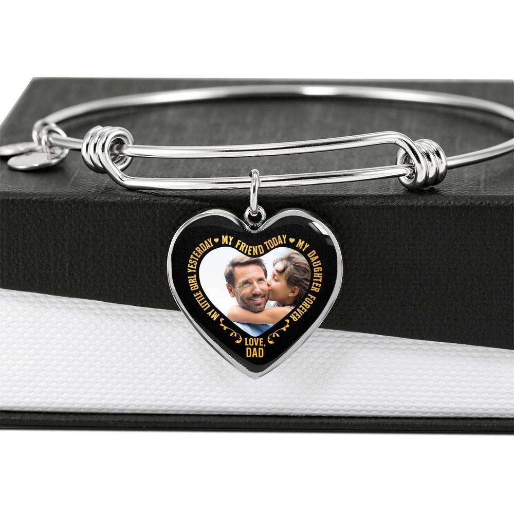 Personalized Photo My Little Girl Yesterday My Friend Today My Daughter Forever Heart Pendant Necklace