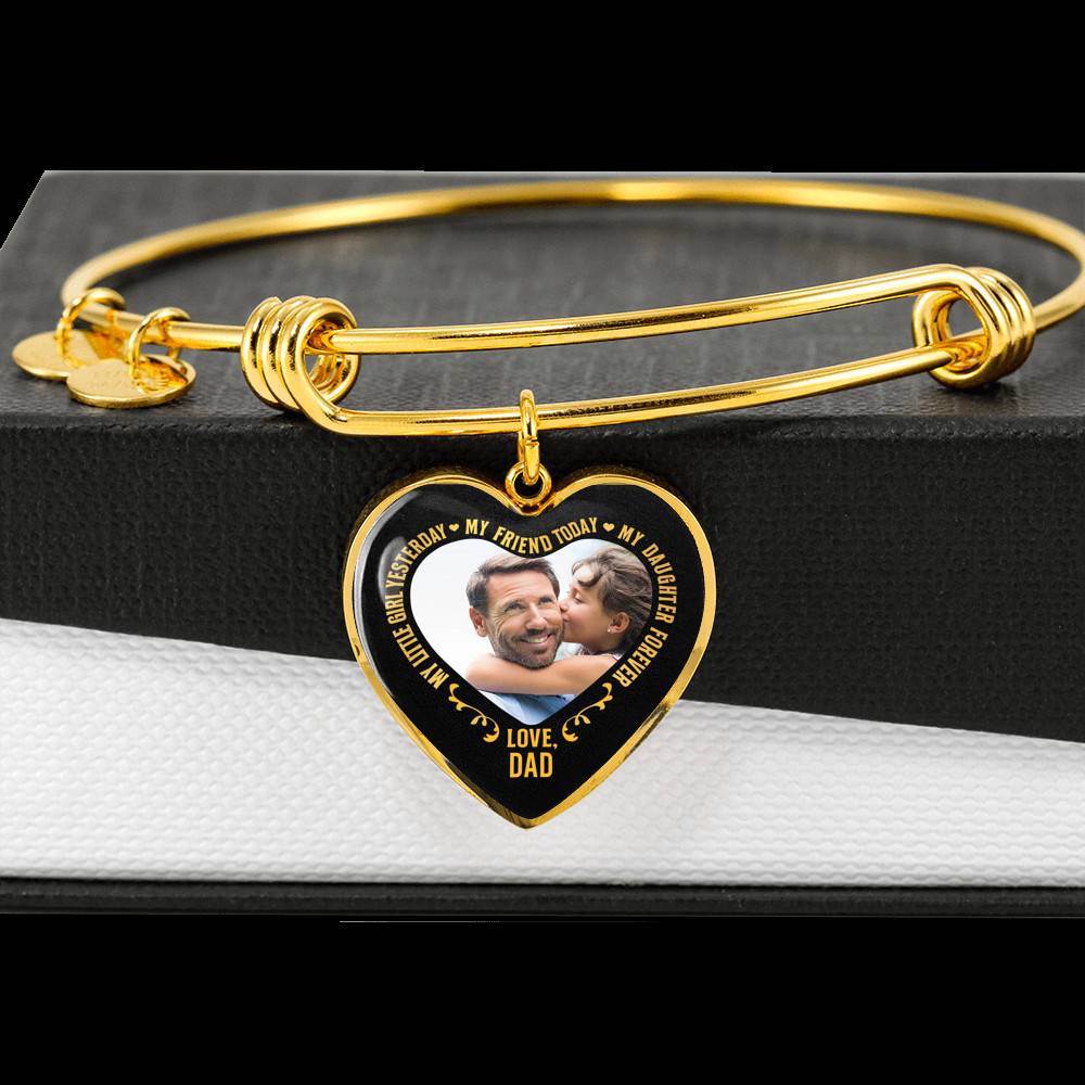 Personalized Photo My Little Girl Yesterday My Friend Today My Daughter Forever Heart Pendant Necklace