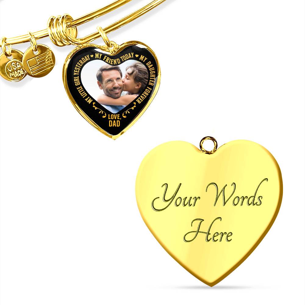 Personalized Photo My Little Girl Yesterday My Friend Today My Daughter Forever Heart Pendant Necklace