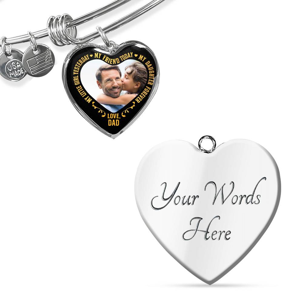 Personalized Photo My Little Girl Yesterday My Friend Today My Daughter Forever Heart Pendant Necklace