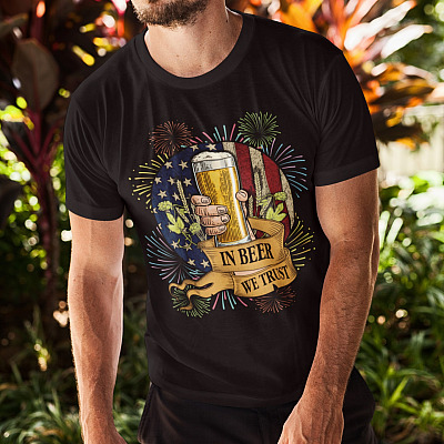 Alternative view of In Beer We Trust Shirt - Funny Beer Shirt - Happy Independence Day Shirt - July 4th Shirt