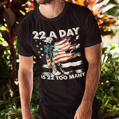Alternative view of 22 A Day Is 22 Too Many Shirt - 22 Veterans A Day Shirt - End Veteran Suicide Shirt