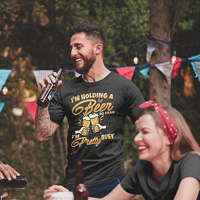 Alternative view of I'm Holding A Beer So Yeah I'm Pretty Busy Shirt - Beer Shirt - Beer Lover T-shirt