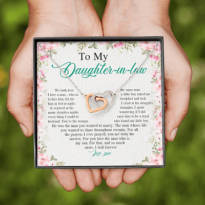 From Mother in Law to My Daughter in Law We Both Love the Same Man Interlocking Hearts Pendant Necklace