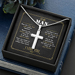 To My Man When You Wear This Cross Always Remember Artisan Crafted Cross Necklace - Fathers Day Cross Necklace
