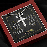 To My Man When You Wear This Cross Always Remember Artisan Crafted Cross Necklace - Fathers Day Cross Necklace