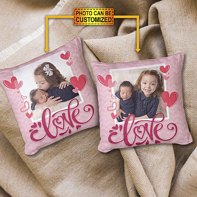 Custom Photo Love 2 Sides Throw Pillow - Decorative Pillow - Indoor Outdoor Cushion - Sofa Home Decor