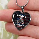 I'm Not Just Daddy's Little Girl I'm A Veteran's Daughter Luxury Heart Pendant Necklace - Daughter Of Veteran Gifts
