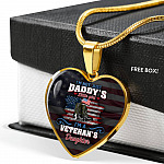 I'm Not Just Daddy's Little Girl I'm A Veteran's Daughter Luxury Heart Pendant Necklace - Daughter Of Veteran Gifts